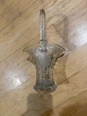 VTG Duncan & Miller Etched Glass Brides Basket